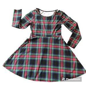 Place girls tartan red,blue,black,green,white,yellow plaid dress size medium 7-8